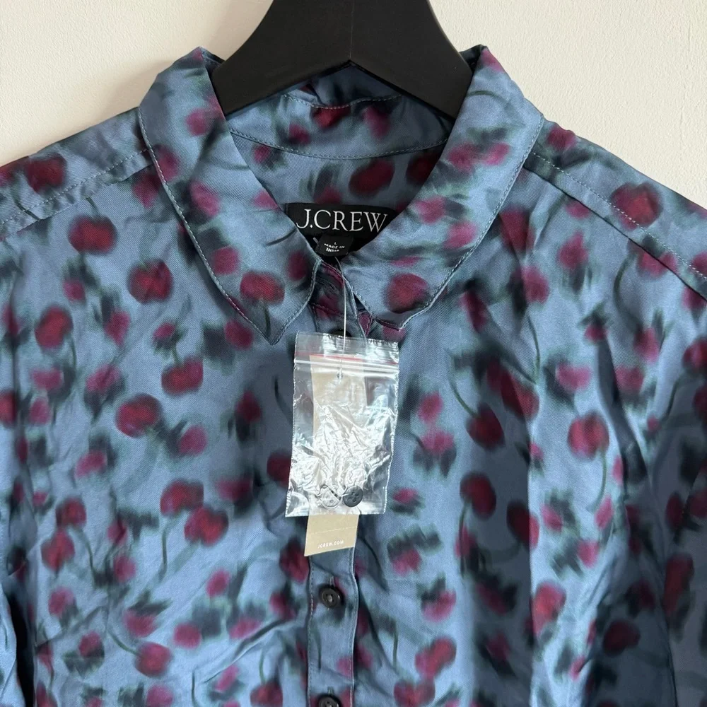 J.Crew Drapey button-up shirt in cherry-printed viscose twill